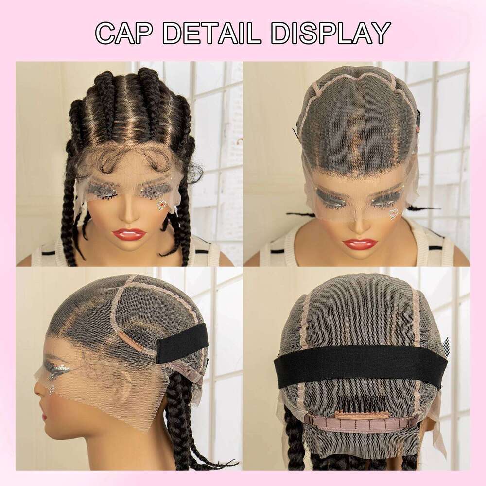 Synthetic Full Braids Jumbo Knotless Box Braid Lace Wigs 14 inches Short Cornrow Braiding Wig