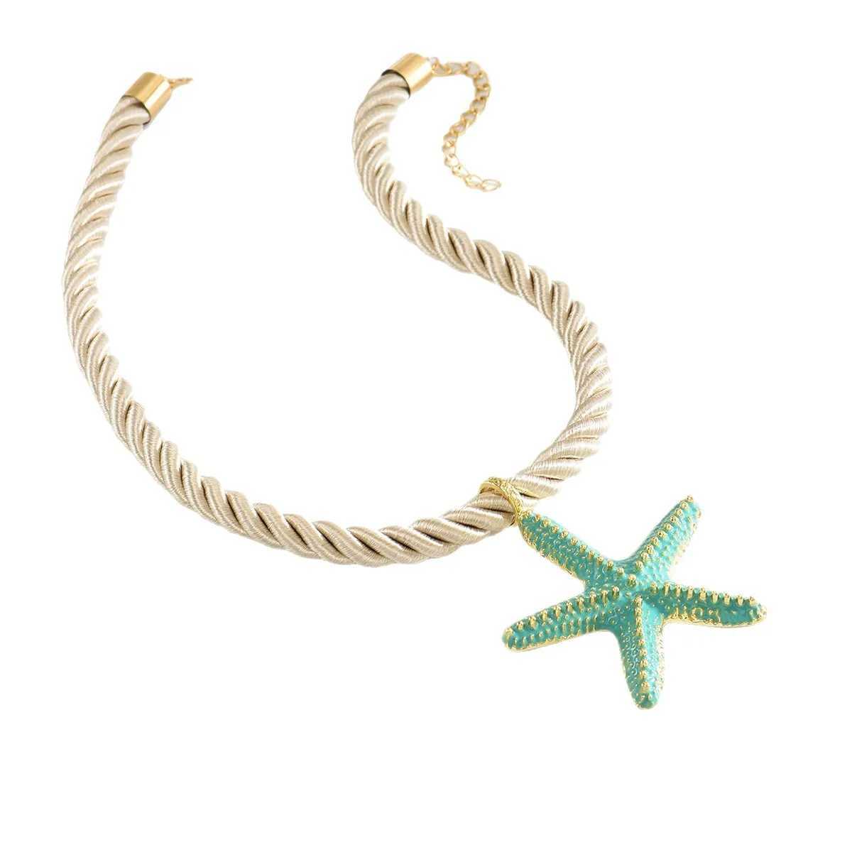 Ingemark Boho Colorful Metal Oil Drop Big Starfish Pendant Rope Chains Necklace for Women Summer Y2K Fashion Jewelry Set Gifts XJ250604