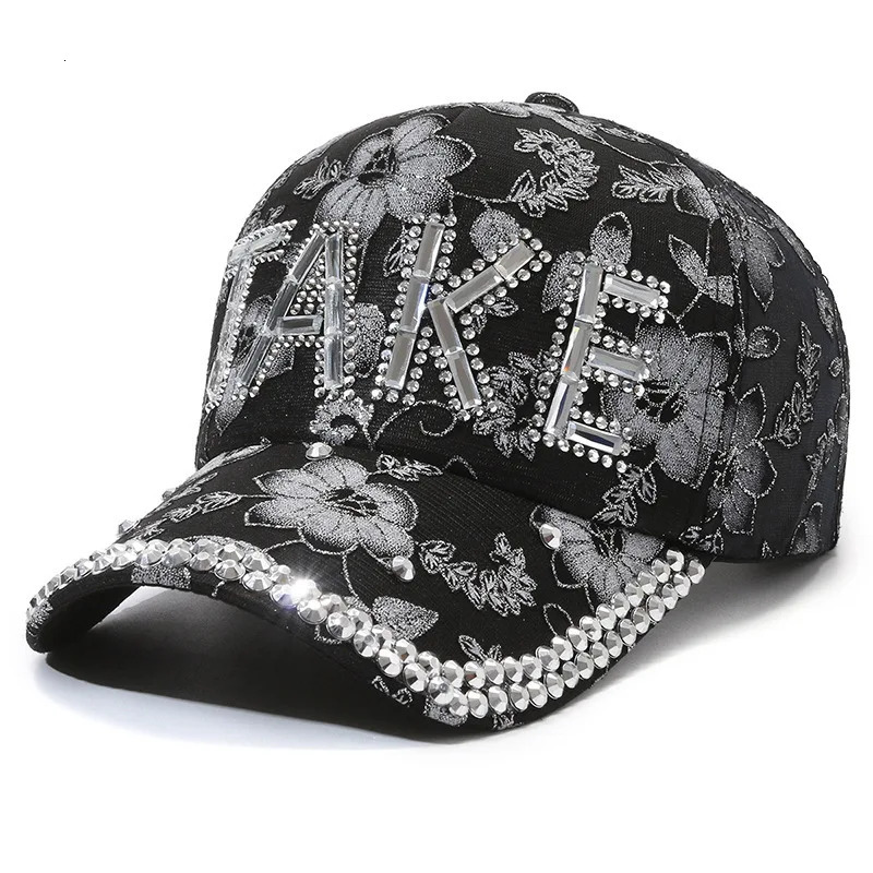 Rhinestone Embellished Fashion Baseball Cap - Stylish Street Style Trucker Cap for Sun Protection - Adjustable Breathable 250603
