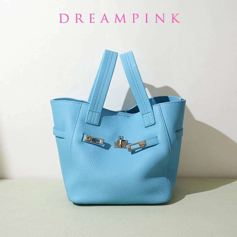 Fashion Original Brand Women Genuine Leather Female Top Handle Soft New Handbags Custom Name Designer Tote Bucket Bag
