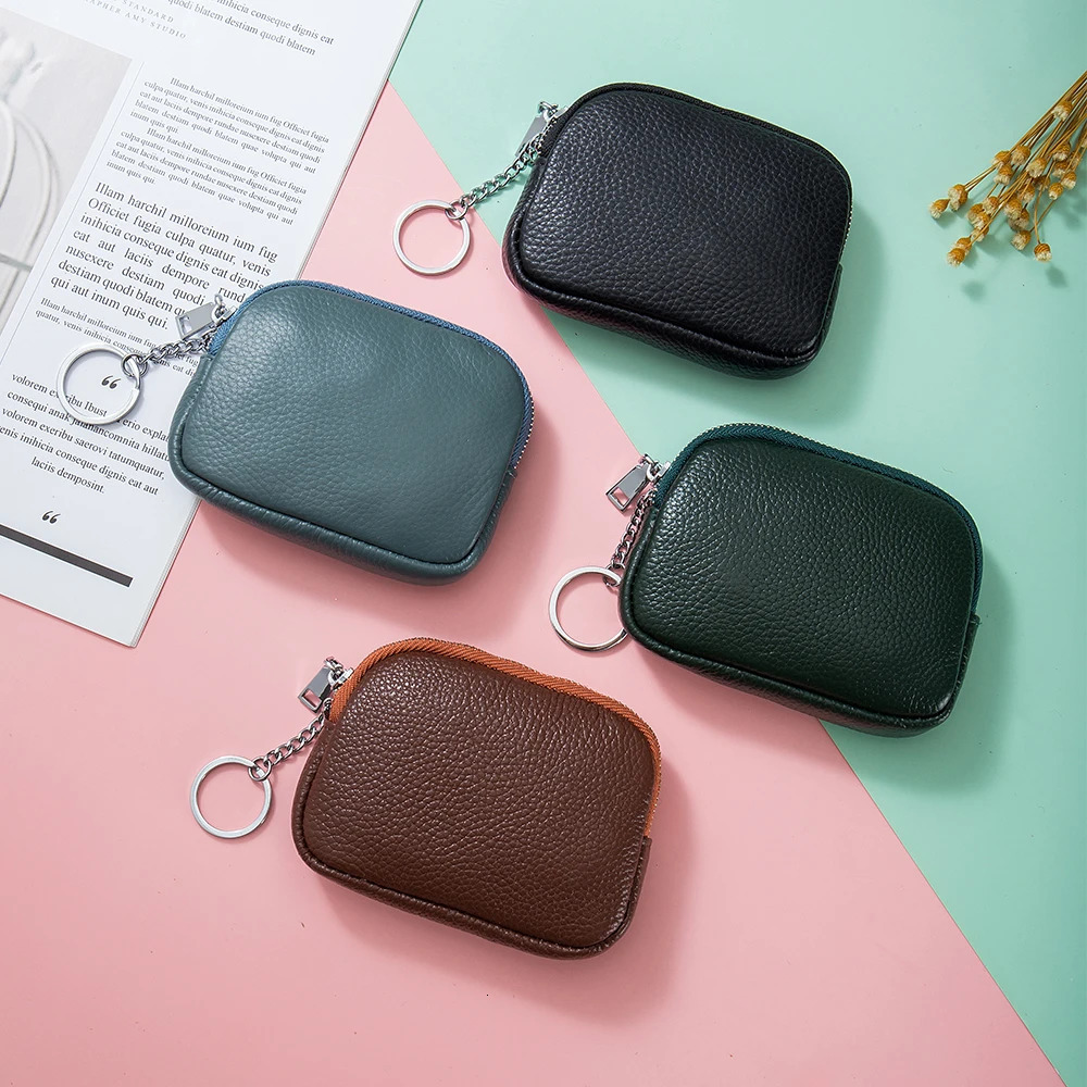 Genuine Leather Zipper Coin Purse Women Simple Mini Wallet Cute Small Key Bag y ner Card Holder Little Change Pouch 250605