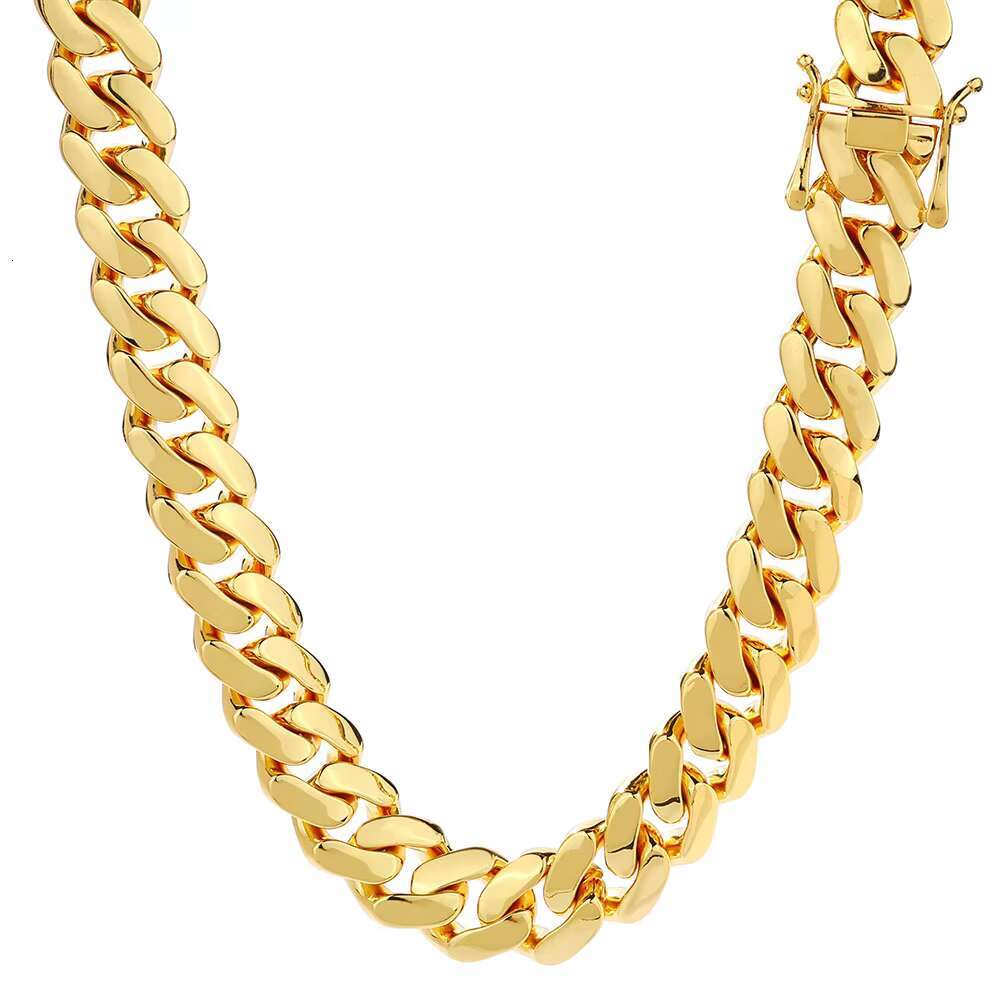 Wholesale 10/12/15/19/22mm 18K Gold Plated Heavy Miami Cuban Link Chain Necklace for Men Hip Hop Jewelry Cuban Chains