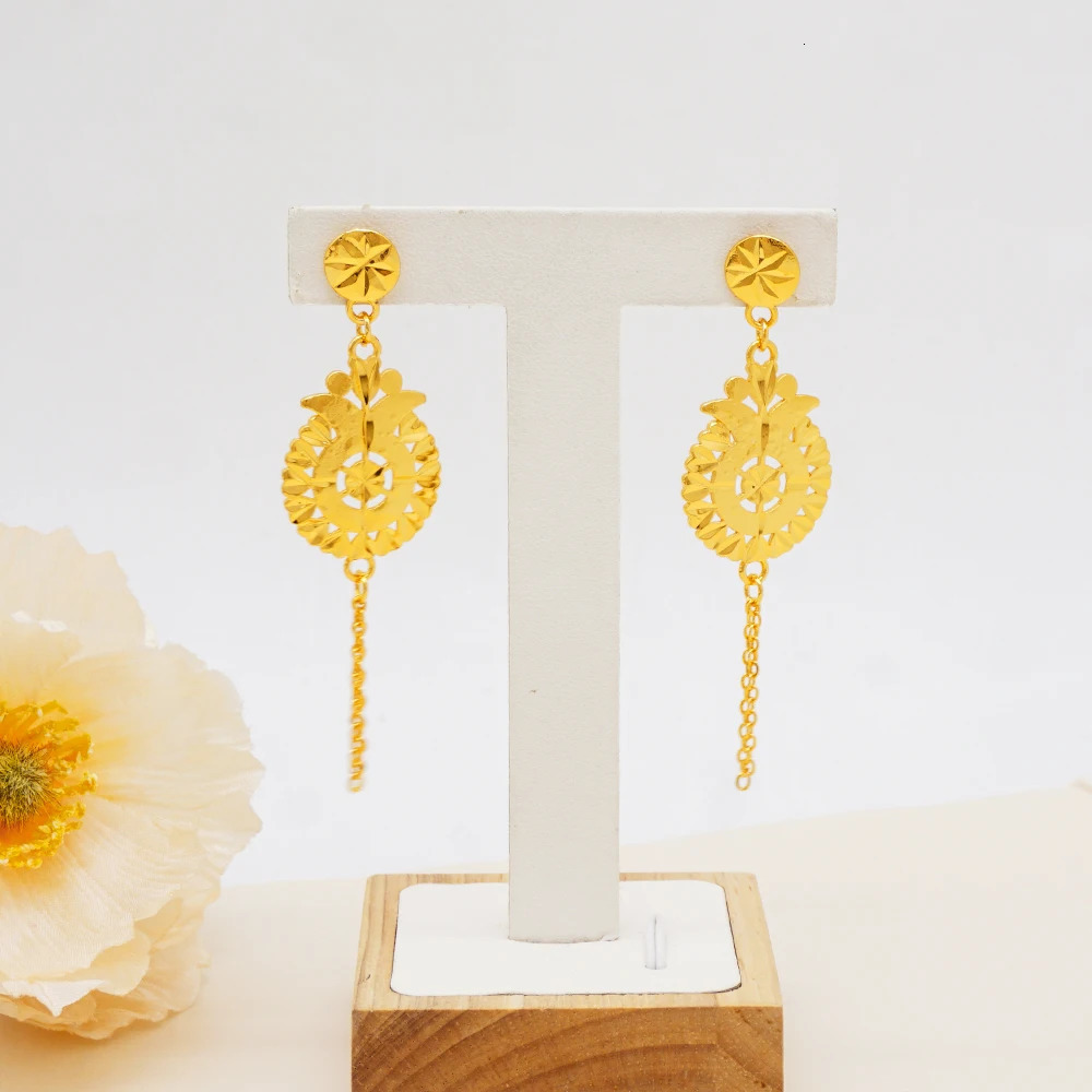 Indian Jewellery Earrings Necklace Jewelry Sets For Women Dubai Gold Color African Arabic Wedding Bridal Party Gifts 250530