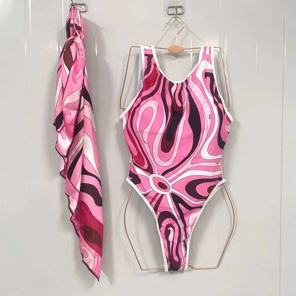 Women's Pink Scarf Swimsuits Italian Designer Sexy Beach Bikini Set