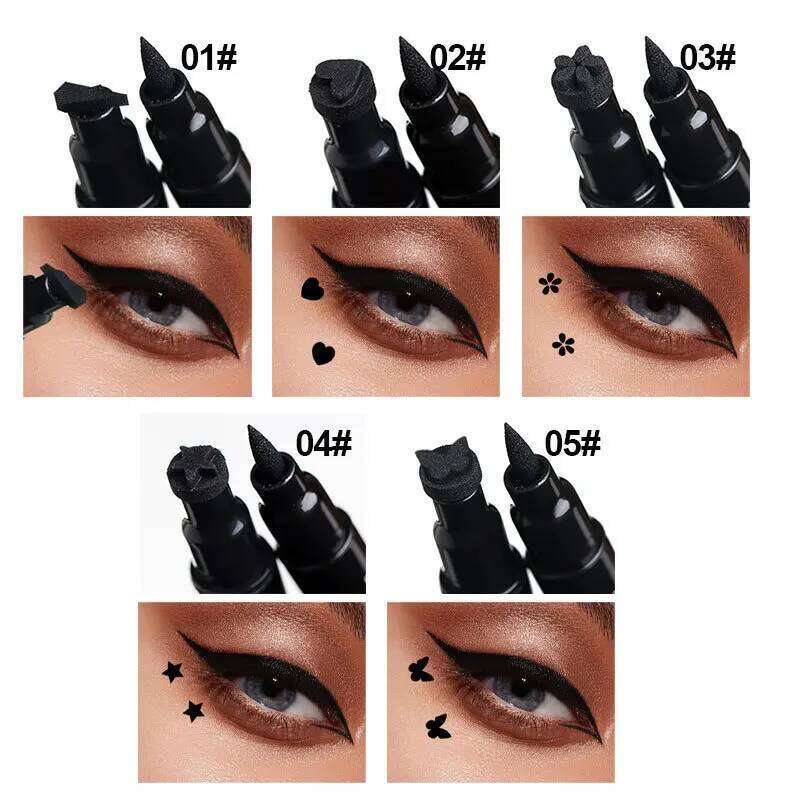 Dragon Ranee Double head Star Seal Eyeliner waterproof non-smudging novice heart plum embellished eye tail eyeliner free shipping