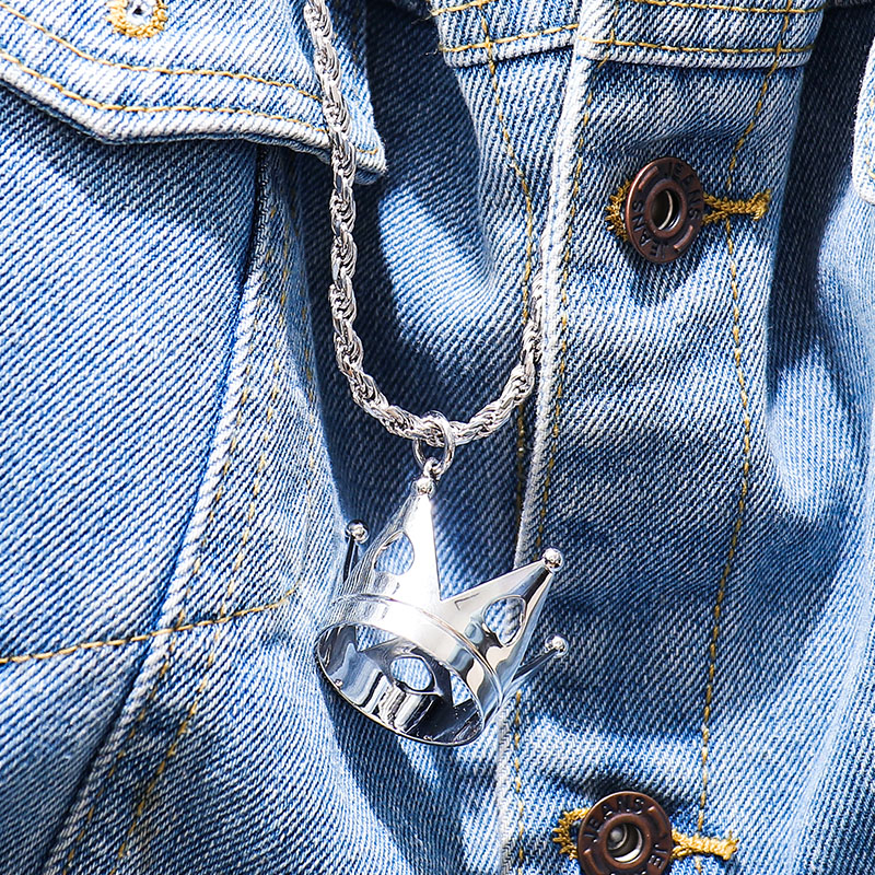 Provence Jewelry Fine Jewelry Pendants Charms Custom Pendant logo Crown shaped 925 Silver White Gold Plated pendant Fine Jewelry with Hip Hop Jewelry