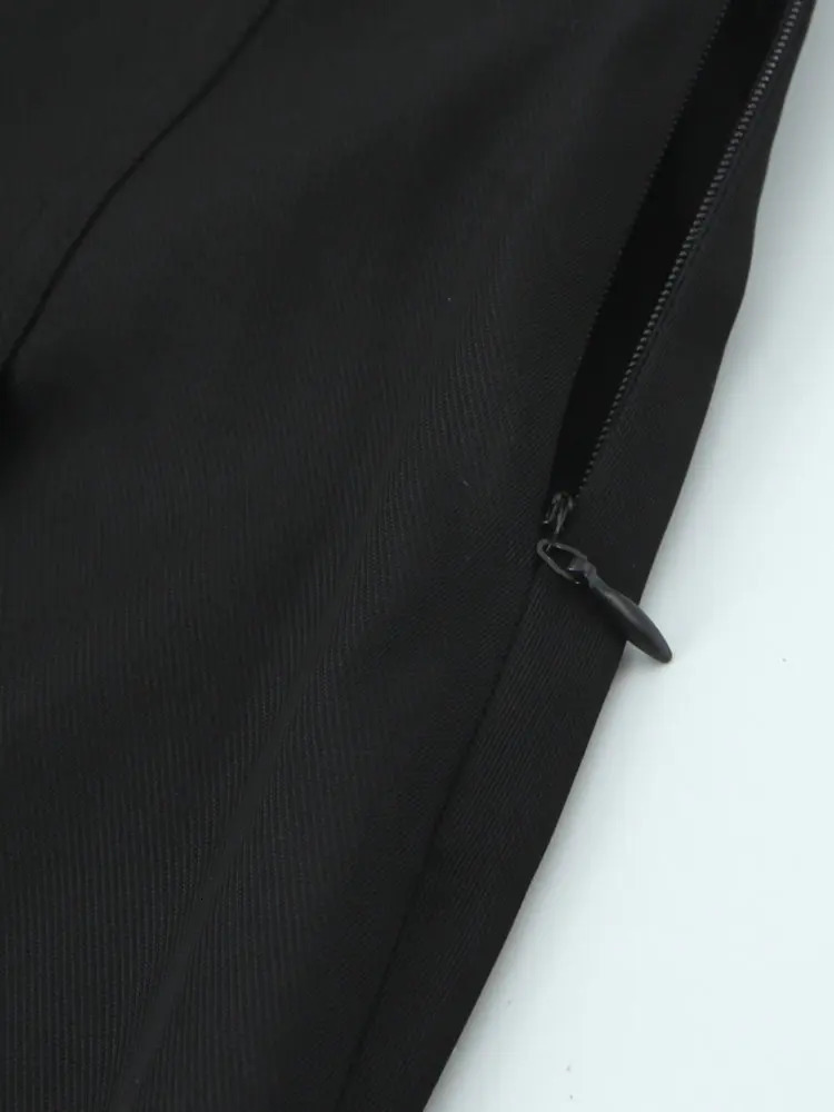 Fashion Women Vintage High Waist Straight Trousers with Belt Female Casual Summer Elegant Knee Length Street Wide Leg Pants 250604