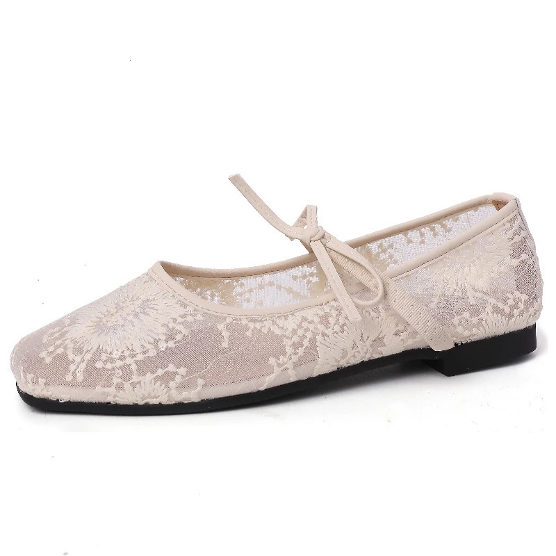 2025 Spring Lace Women Mary Jane Shoes Fashion Slip On Comfort Street Style Soft Sole Female Dress Flats Shoes 250603