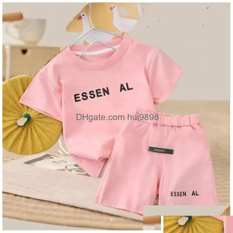Clothing Sets 2024 Fashion Brand Summer Designers Clothes Cotton Baby Leisure Sports Boy Girls Tshirt Shorts Kids Outfits 16 Years D Dhrux
