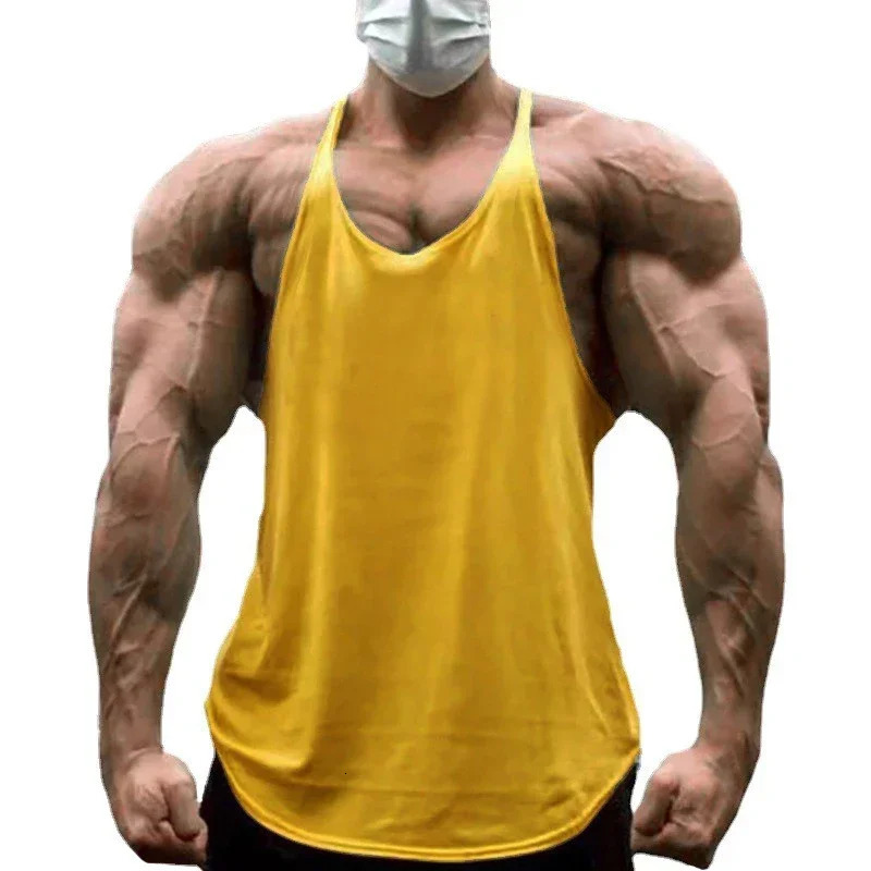 Plain Gym Fitness Bodybuilding Muscle Tank Tops Mens Running Sport Sleeveless Y-back Vests Summer Cool Cotton Breathable Shirts 250605