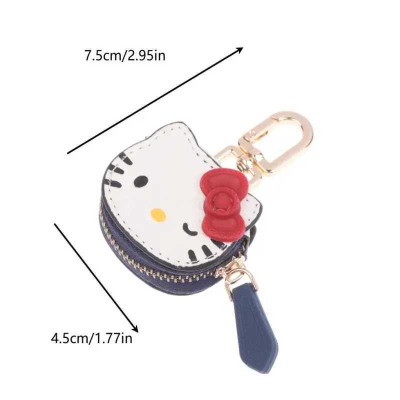 Sanrio Japanese Leather Bow Hello Kitty Keychain Cute Kawaii Charm Hello Kitty Bag Pendant Accessories Birthday Giftw250620