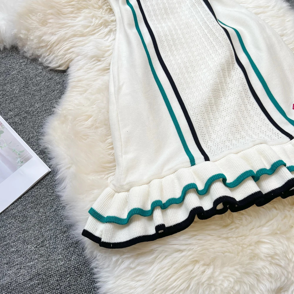 YuooMuoo Fashion Women Knitted Mini Dress Ins Sexy Package Hips Ruffled Party Streetwear Lady Outfits Dresses 250604