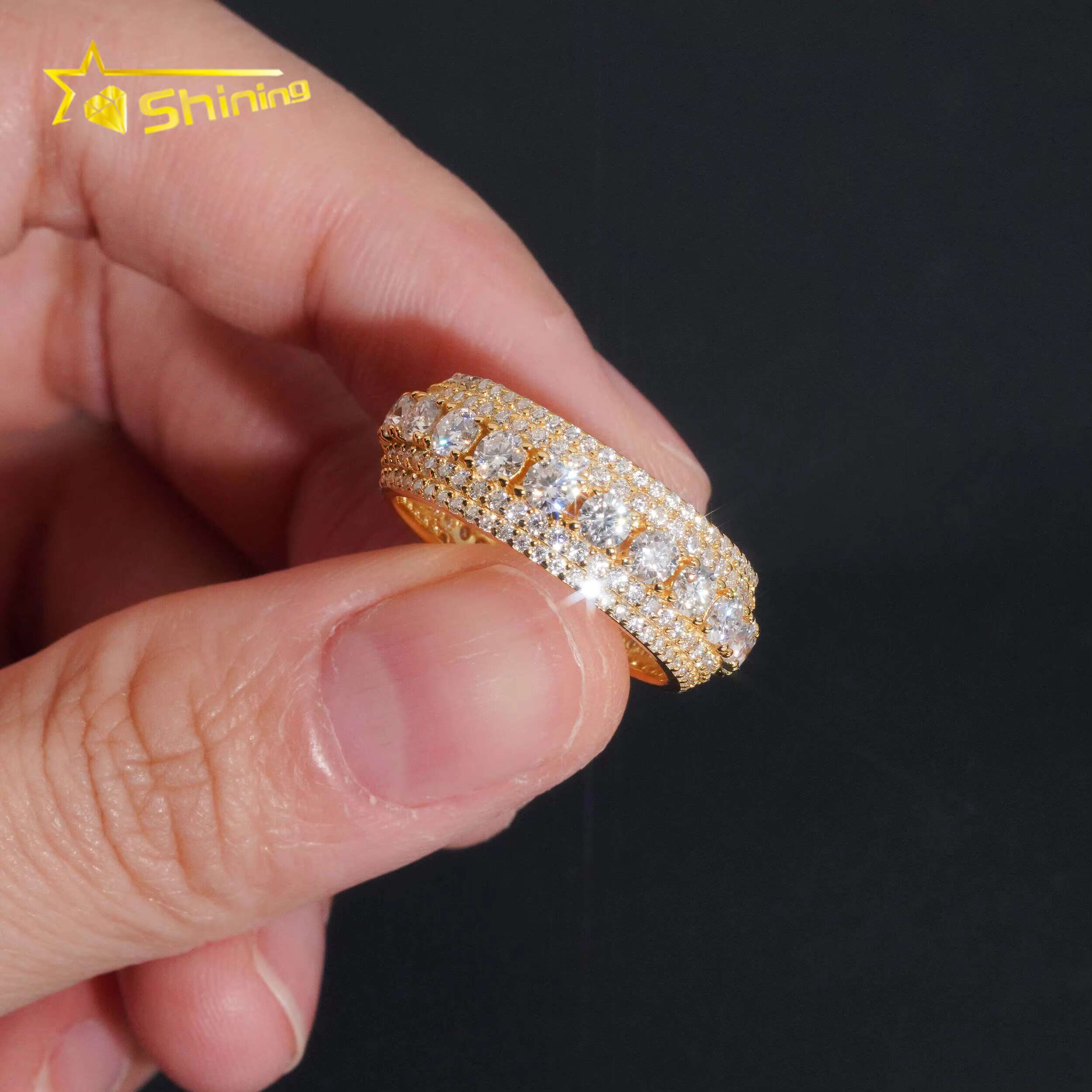 925 Sterling Silver Moissanite Jewelry Iced Out Hip Hop Men Full Diamond Ring Custom Fashion Moissanite Ring