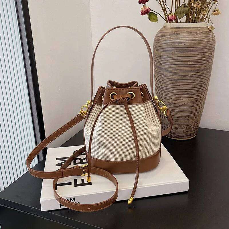 Fashion Linen Fabric Bucket simple Style Crossbody Women Shoulder Bag Designer Handbag bolsos 2025