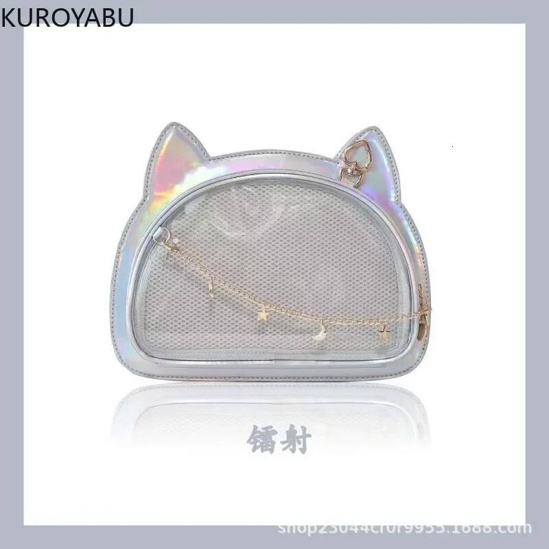 Cute Japanese Y2K Bag 2025 New Women's Handbag Uniform Cat Ears Itabag One Shoulder Gothic Haruku Fashion Transparent PU Bags