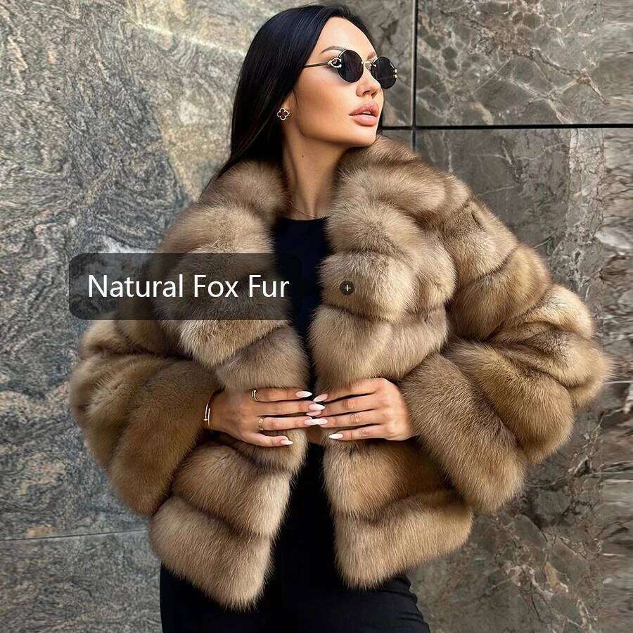 Women's Clothing Genuine Jacket Natural Fox Fluffy Lapel Brands 2024 Women Short Real Fur Coat
