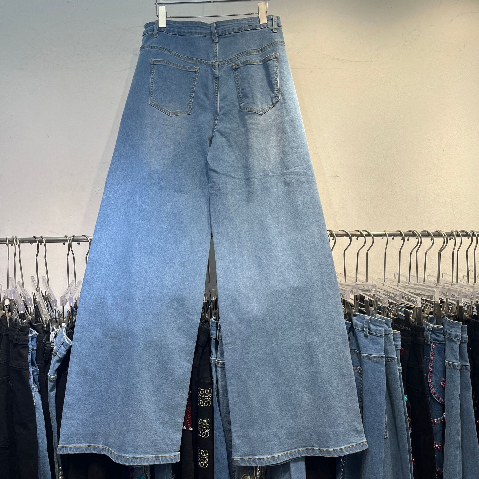 2025 Spring/Summer New Women's Pants, Retro Heavy Craft Water Diamond Women's Jeans, Spring/Summer Korean High Waist Slimming Designer Strai