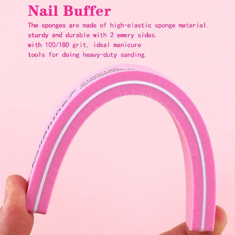 Double-sided Nail File Blocks Colorful Sponge Nail Polish Buffing Sanding Buffer Strips Polishing Pedicure Manicure Tools 250605
