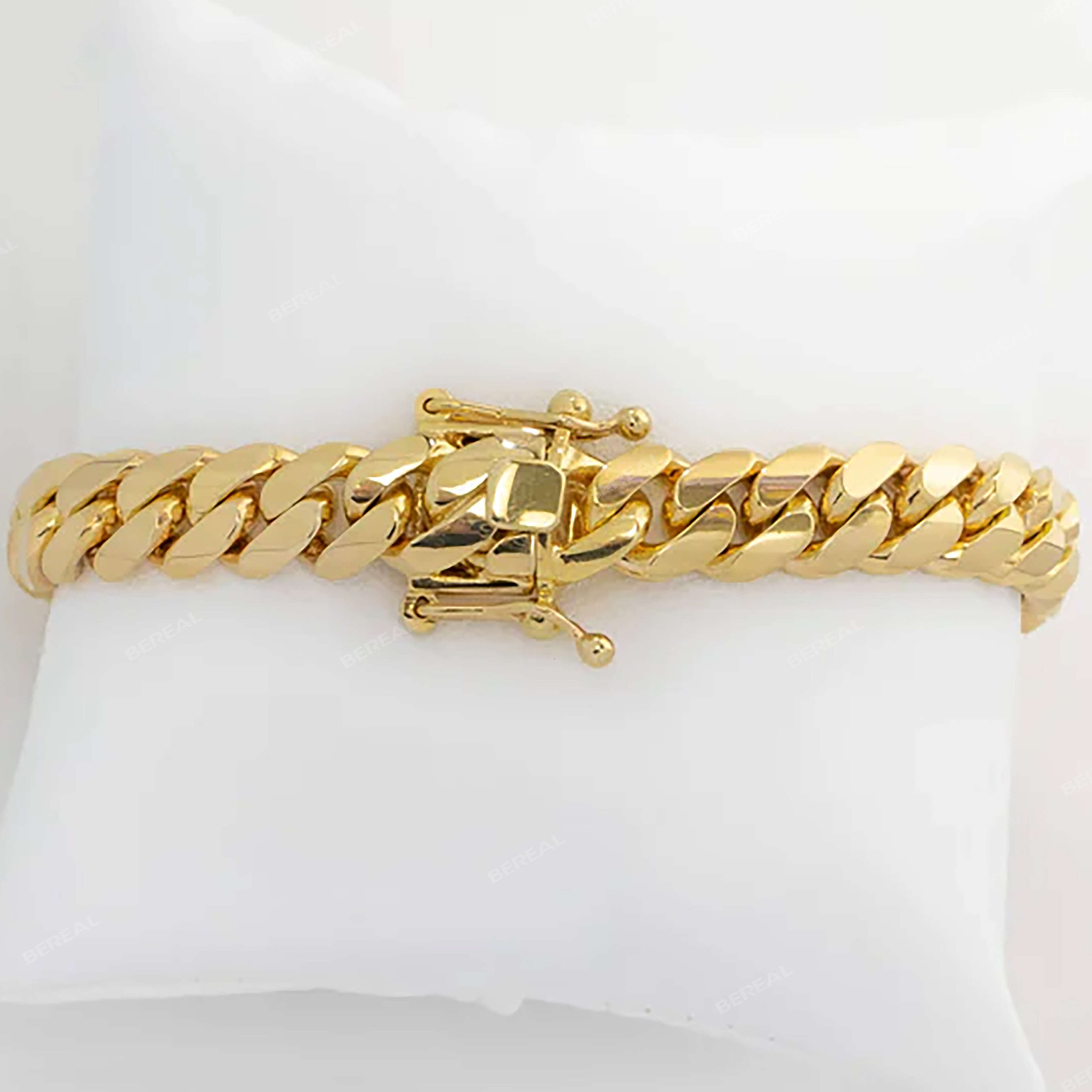 Bold Custom Hip Hop 10K Solid Gold Cuban Chain Bracelet Glittering Iced Out Moissanite Diamonds