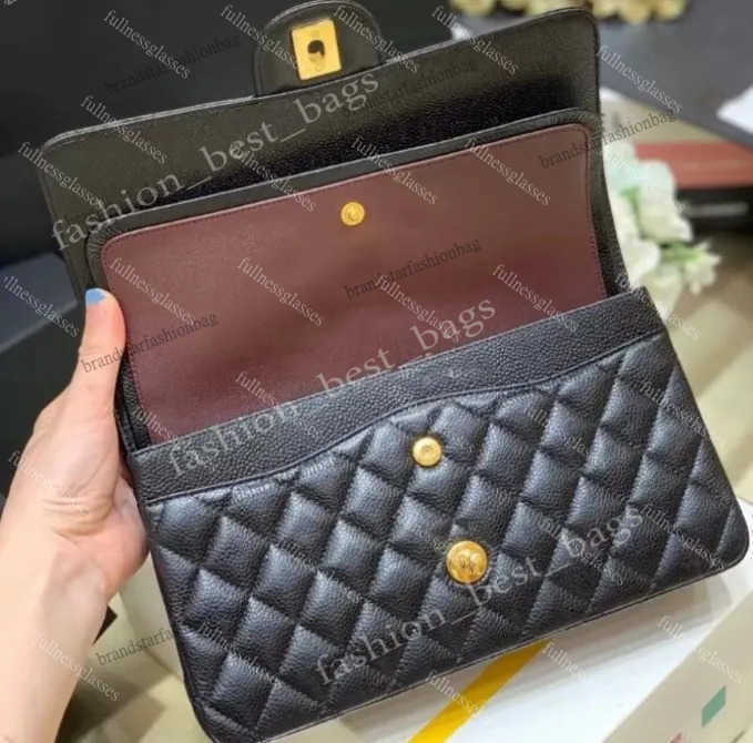 10A Designer bag Mirror quality Jumbo Double Flap Bag Luxury 23cm 25CM 30cm Real Leather Caviar Lambskin Classic All Black Purse Quilted Handbag Shoulde With Box 2024