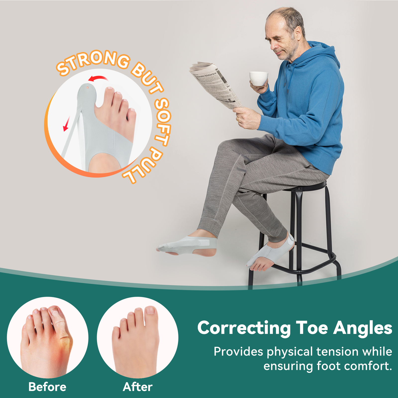 2 Pack Bunion Corrector for Women & Men, Orthopedic Bunion Splint for Hallux Valgus Pain Relief, Big Toe Separator, Adjustable Comfortable Hammer Toe 