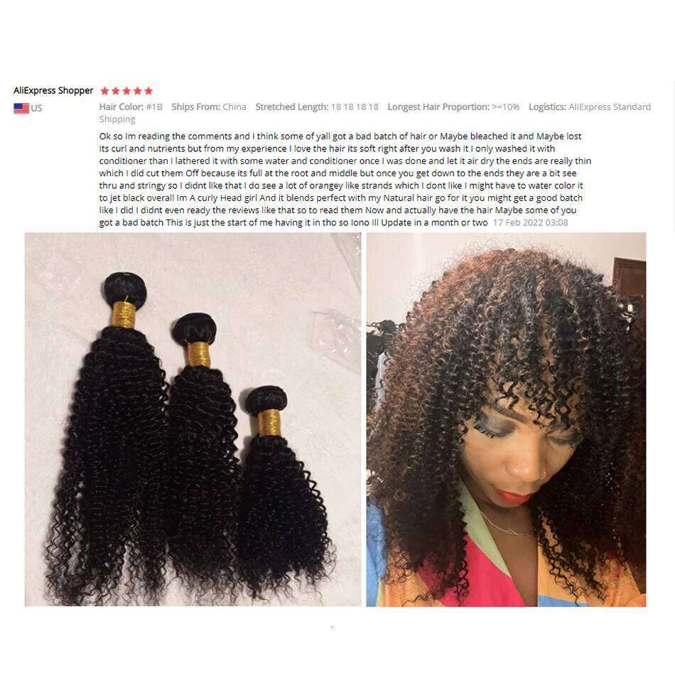 Mongolian Afro Kinky Extension Human Hair 4X4 Natural Color Remy Curly Bundles With Closure