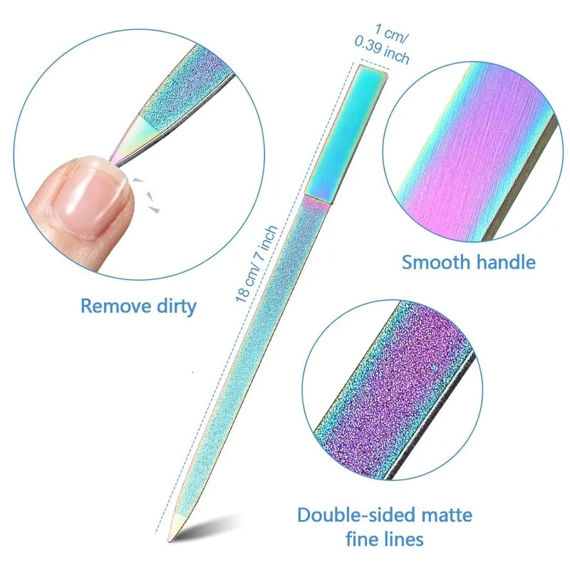 Diamond nail files for men and women stainless steel double-sided nail files natural diamond grit board nail care 250605