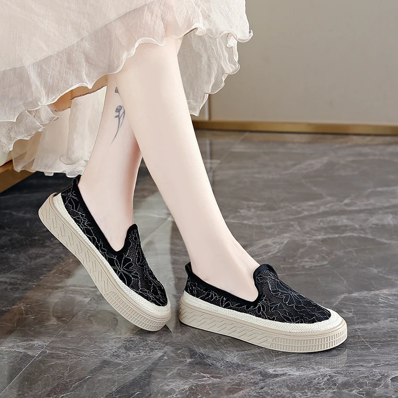 Female Flat Shoes Breathable Mesh Women Casual Shoes Summer 2025 Vulcanized Shoes Slip On Women Espadrilles Walking Sneakers 250603