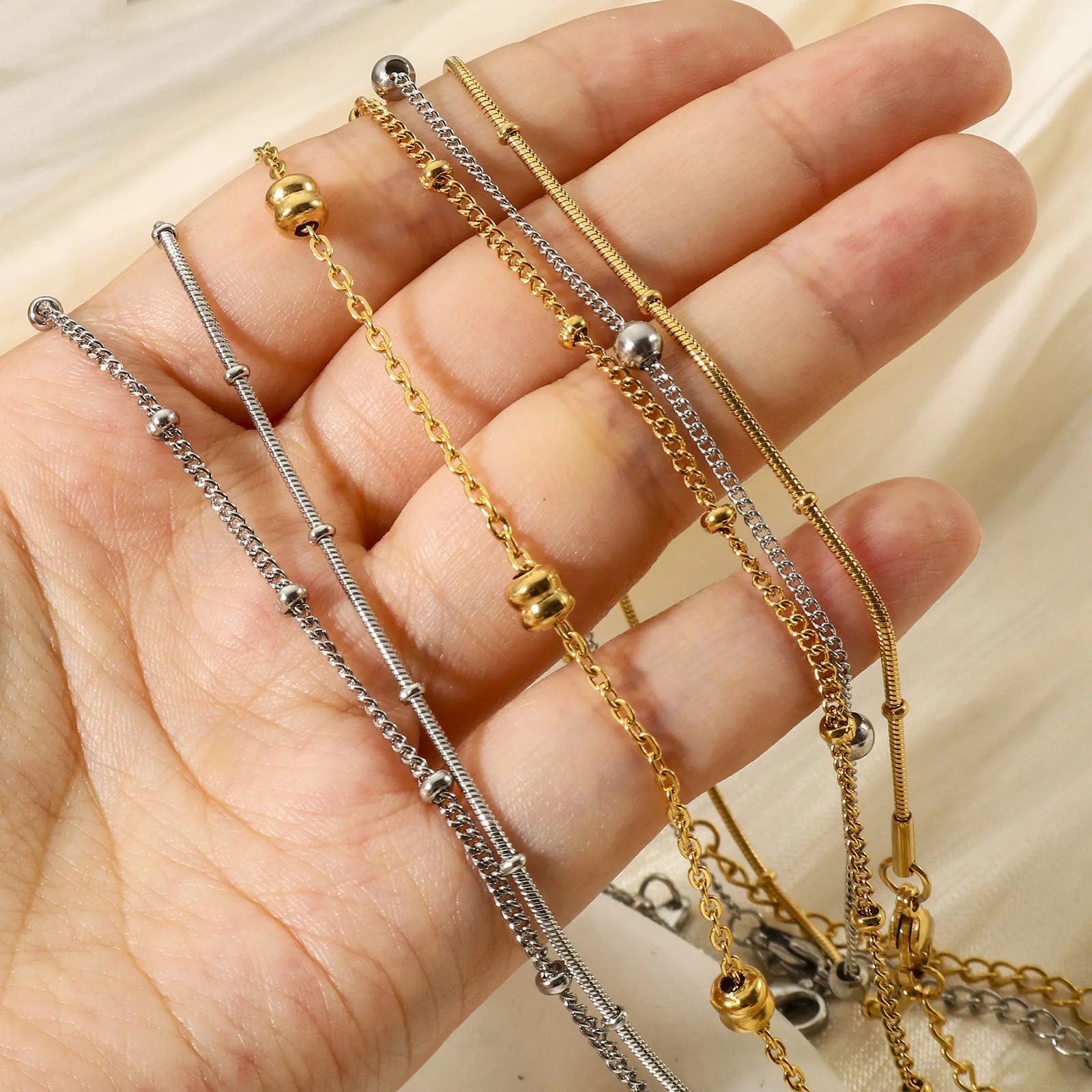 Trendy Stainless Steel Anklet Gold Color Round Link Chains On Foot Barefoot Sandals Anklet Bracelet Women Summer Jewelry1PC 250528