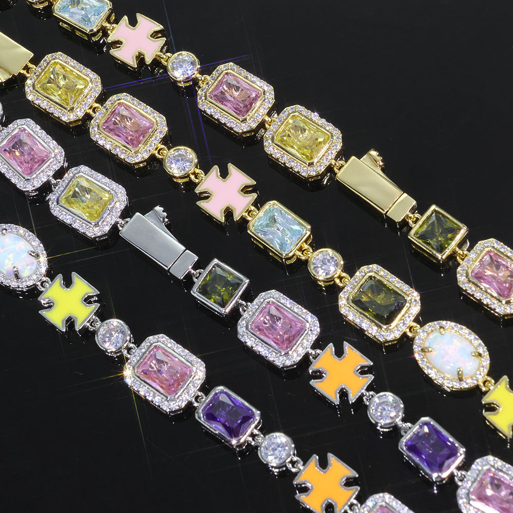 New Style Opal Bracelet Colorful Bracelet for Men High-end Hip-hop Jewelry Accessories