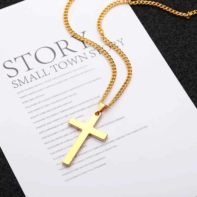 Cross Necklace for Men Gold Black Silver Color Stainless Steel Pendant Simple Jewelry Gifts Cross Chain Necklace for Men Boys XJ250604