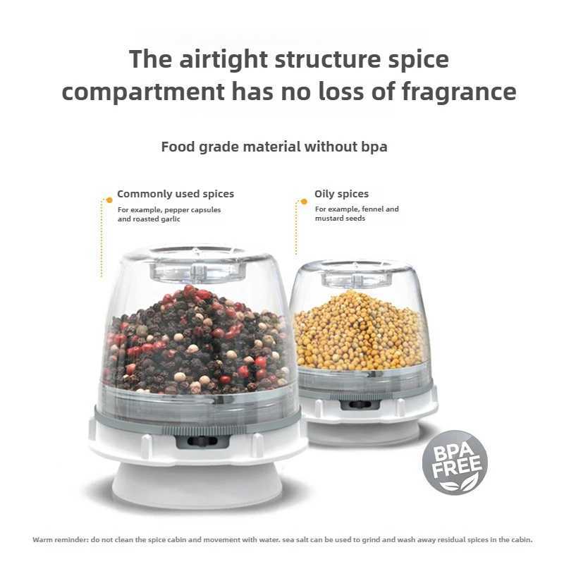 Finamill Electric Pepper Grinder - Rechargeable Battery Powered One-Handed Automatic Salt Spice Mill for Kitchen Home X250605