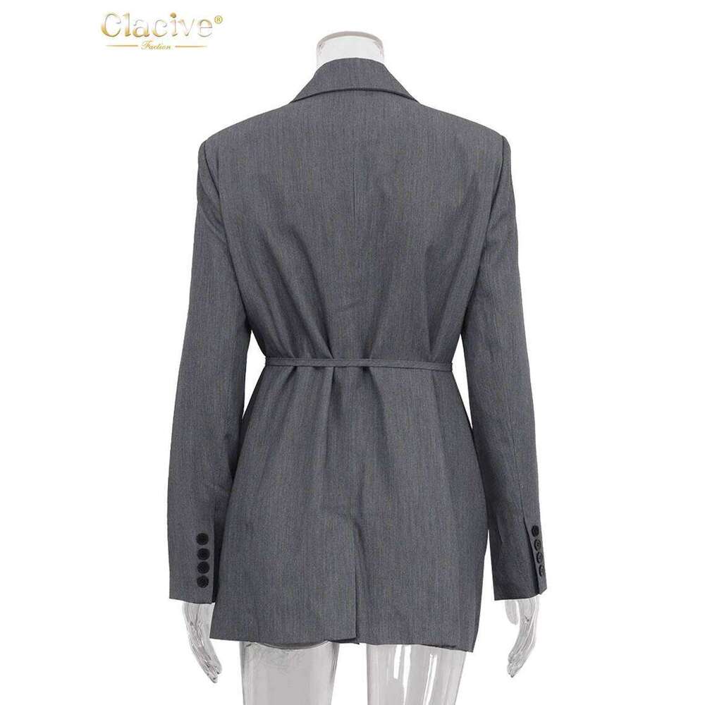 Coats Designer Women Clacive Fashion Loose Blue Office Women Blazer 2025 Elegant Lapel Long Sleeve Blazers Casual Classic Lace-Up Top Female Clothing 