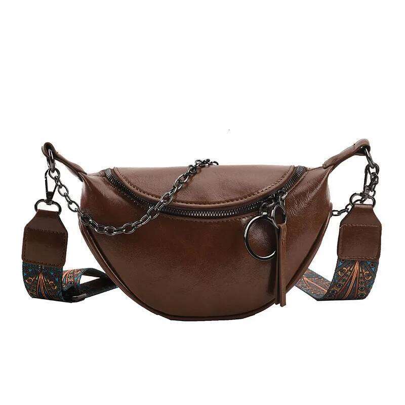 Retro Female Belt Fashion Leather Fanny pack Handbag Designer Chain Shoulder Crossbody Chest Bags New Woman Saddle Waist Bag