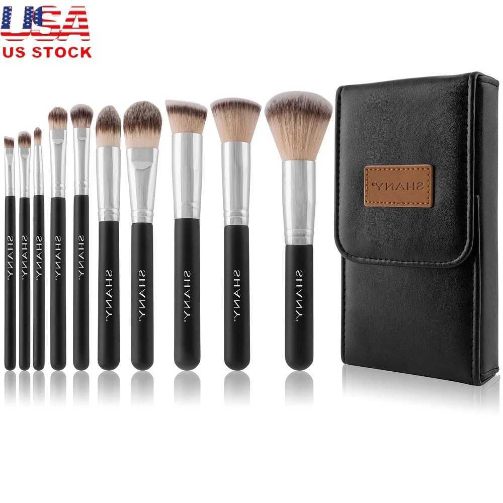 Professional Makeup Brush Set 10 Piece Essential Brushes Foundation Powder Concealers Eye Shadow B Contour with Travel Pouch W250605
