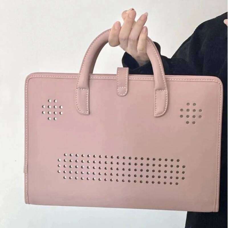 Women's Bags Designer Pink Girls Casual All Match Simple Top-Handle Bags Korean Solid Trendy Chic Laptop Bag Sweet Y2k Fashion Travel Women'