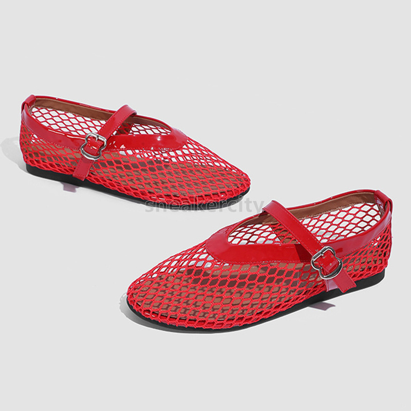 Designer Mesh Hollow ballet flats luxury shoes loafers womens new Light breathable Fishnet Comfort pumps luxury shoes Summer Anti-slip low commuting m