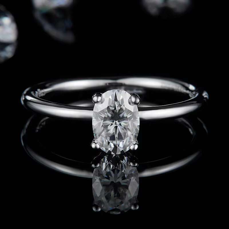 Classic Oval Cut VVS Moissanite Ring 925 Sterling Silver Moissanite Engagement Wedding Rings