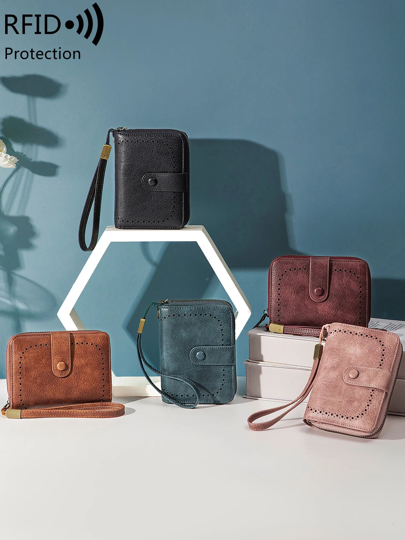 MIYIN Retro Large Capacity RFID Shielded Womens Short Wallet Multi Card Slot Organ Credit Bag Functional Zero 250605