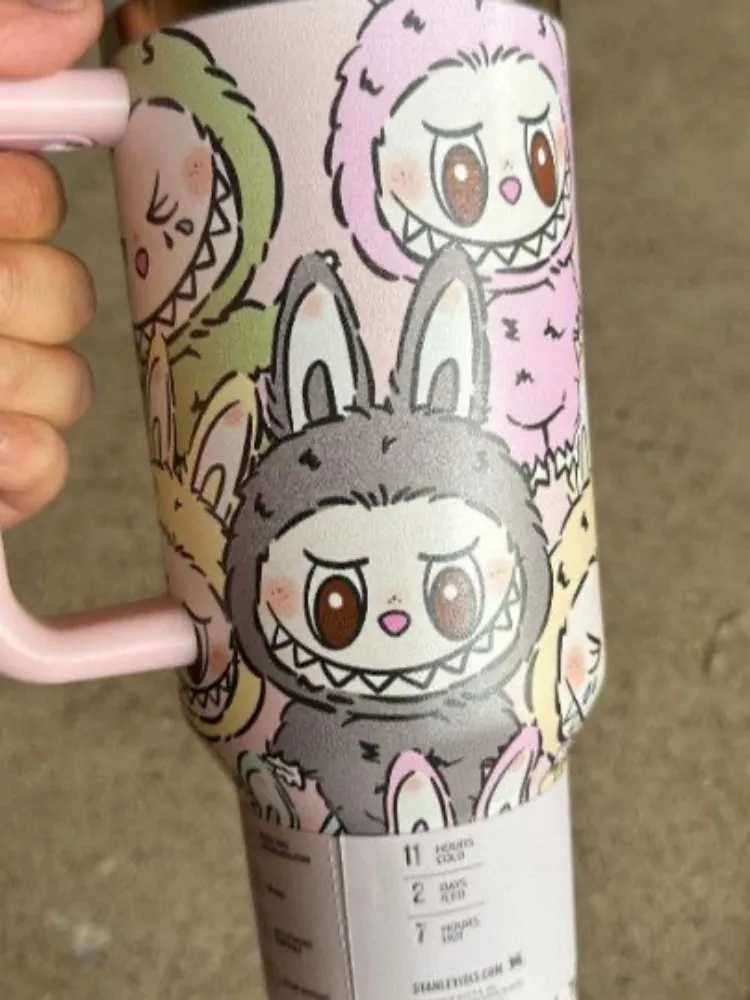 Labubu 40oz Stainless Steel Cup Cartoon Straw Cup Insulated Cup With Straw And Lid Large Capacity Car Cup Girl Gift X2506051