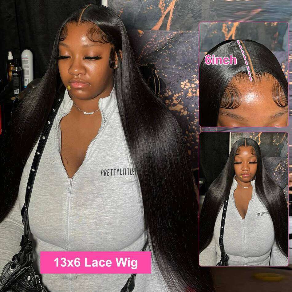 250 Density Straight 13x6 HD Transparent Front Wigs 30 40 Inch Brazilian Remy 13x4 Human Hair Lace Wig