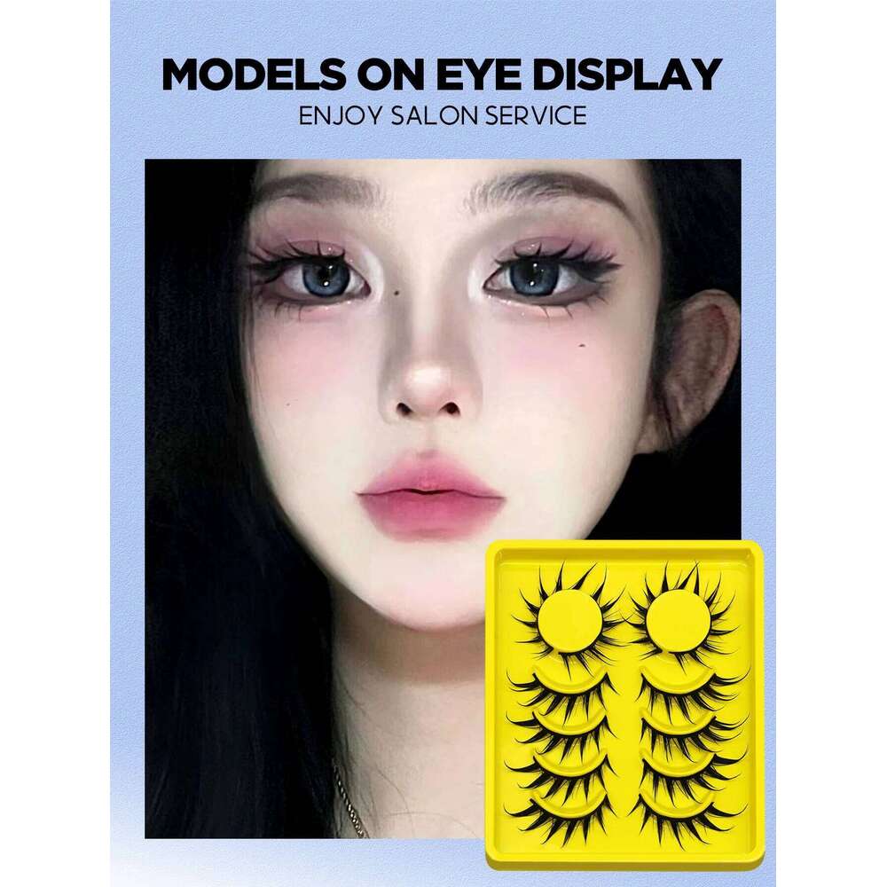 GROINNEYA Manga Cat Eye 3D False Lashes Fluffy Soft Cross Wispy Natural Eyelash Extension Makeup free shipping