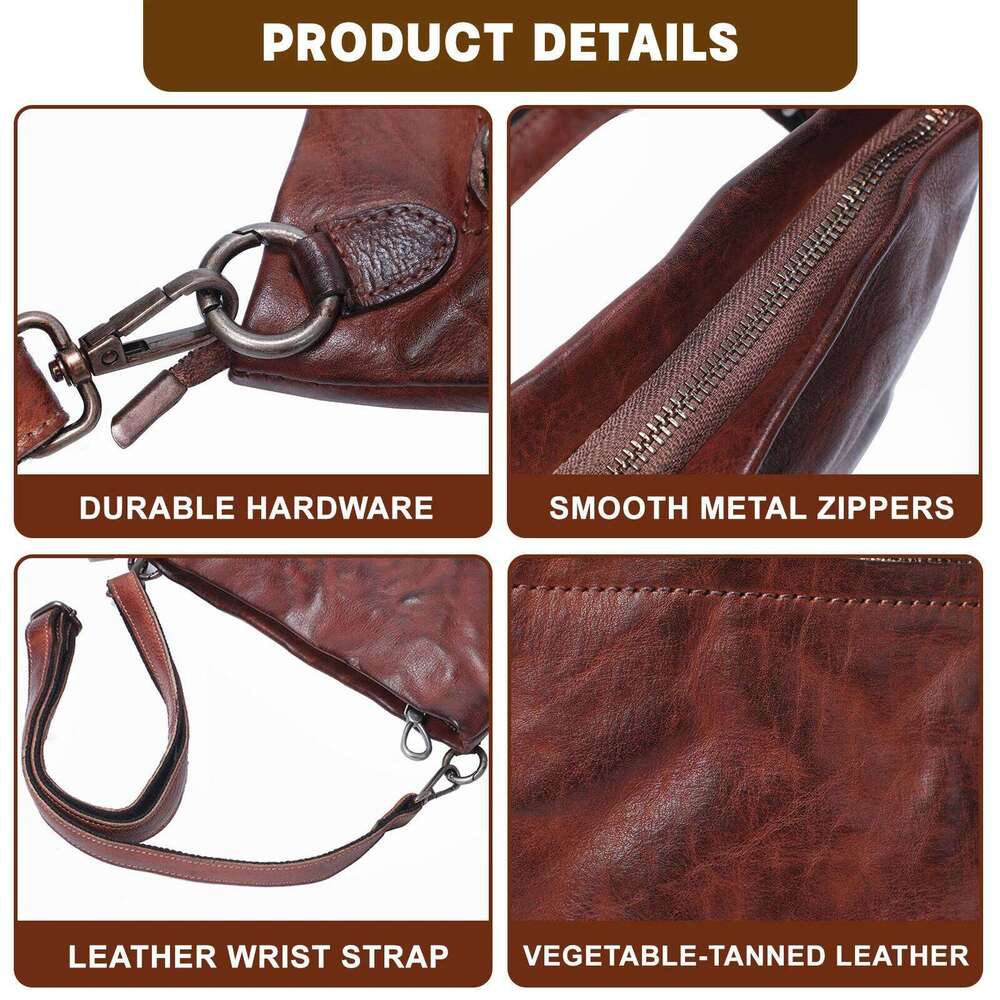 Genuine Men's Casual Shoulder Clutch Fashion Cowhide Chest Bag Vegetable-Tanned Leather Hand Coloring 2025/06/05