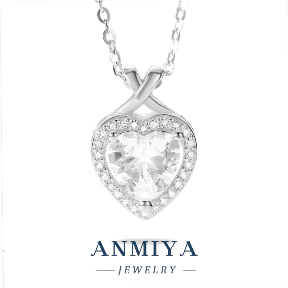 Luxury Gold Plated Silver Jewelry Heart Pendant Necklace, 925 Necklace for Anniversary Gift, Love Heart Pendant for Couples