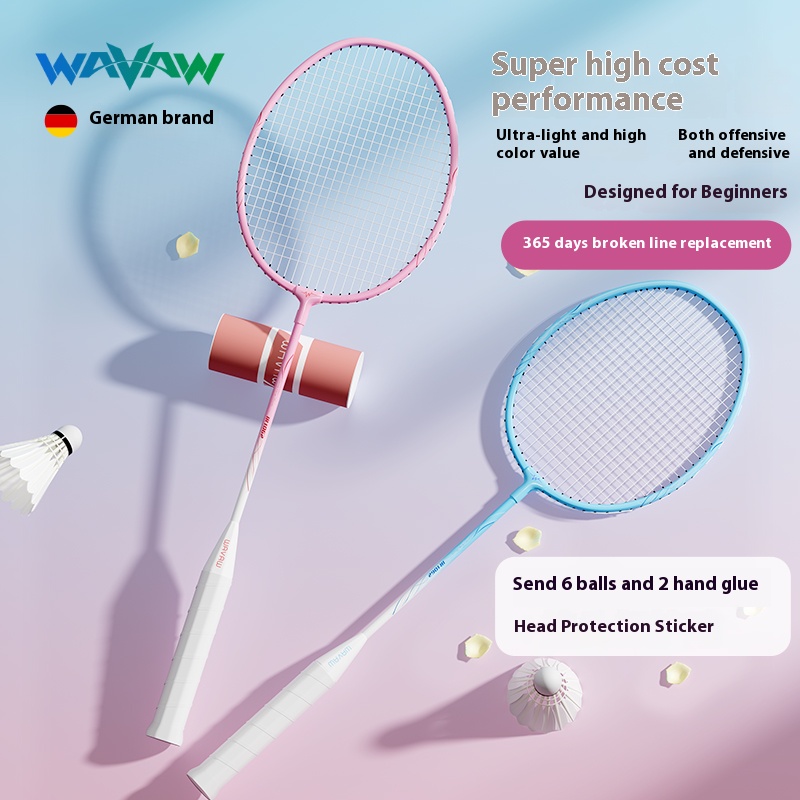 Beginner Badminton Racket Set Free Shuttlecocks Grip Tape Carry Bag Lightweight Alloy