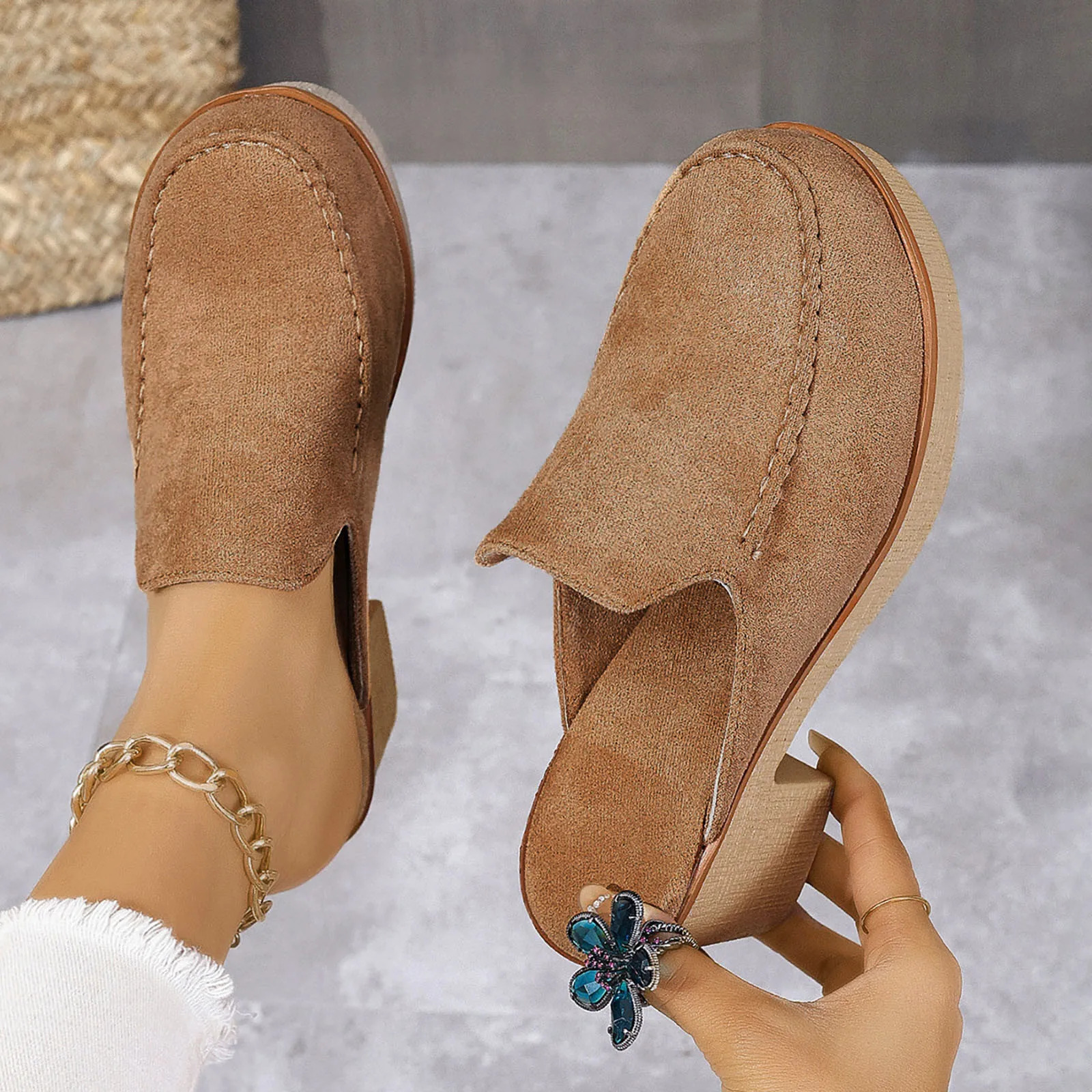 Women Summer Sandals Casual Round Toe Square Heels Soft Bottom Breathable Slippers Fashion Shoes For On Offer 250605