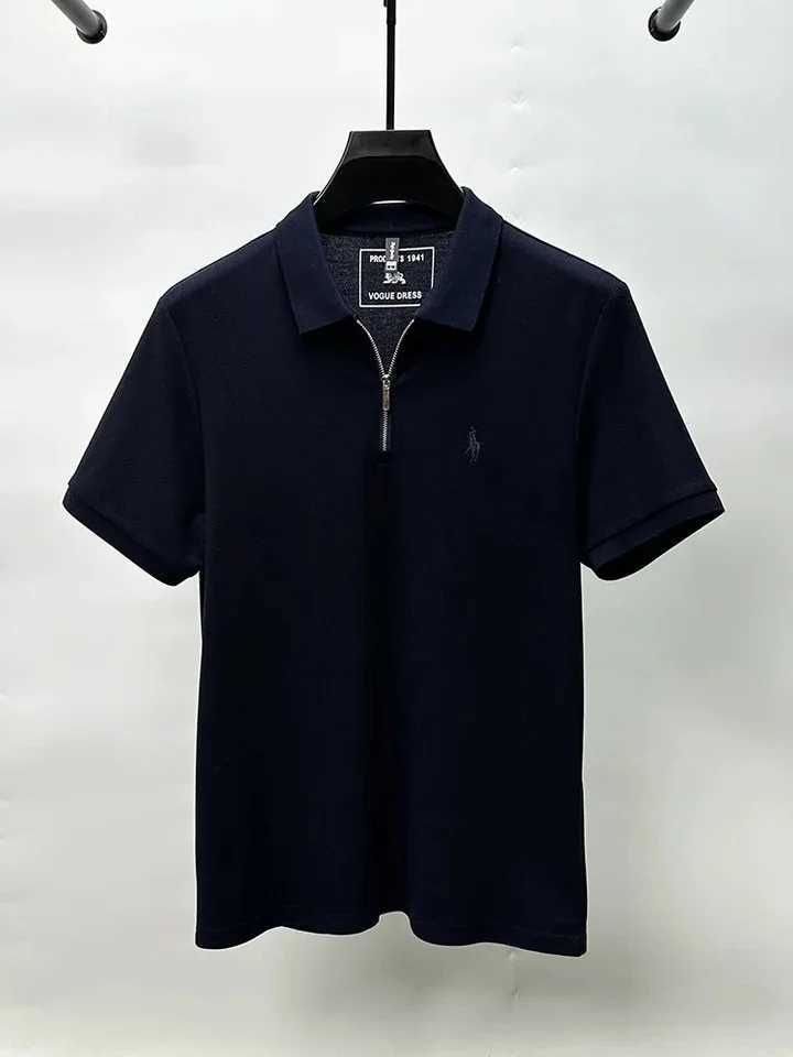 Brand Embroidered Half Zipper Short SLeeve POLO Shirt Men Flip Collar Casual Top Summer Trendy Designer New Casual T-shirtXJ250605