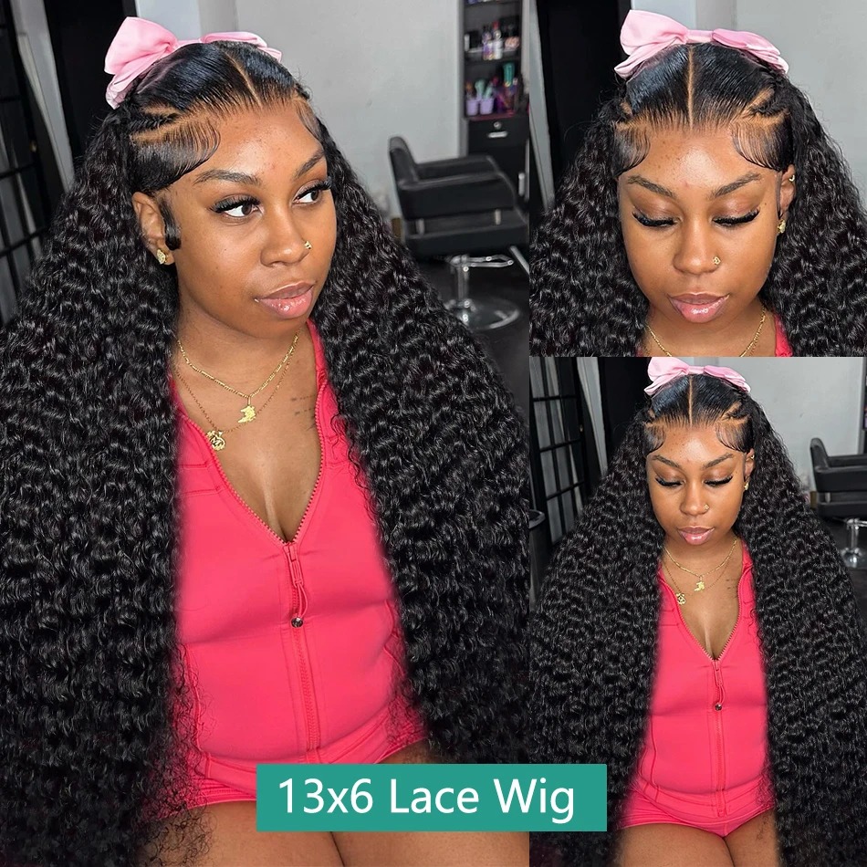 250 Density 30 40 Inches Curly 13x4 13x6 Hd Lace Front Human Hair Wigs Pre Plucked Deep Wave Lace Frontal Wig For Women Synthetic