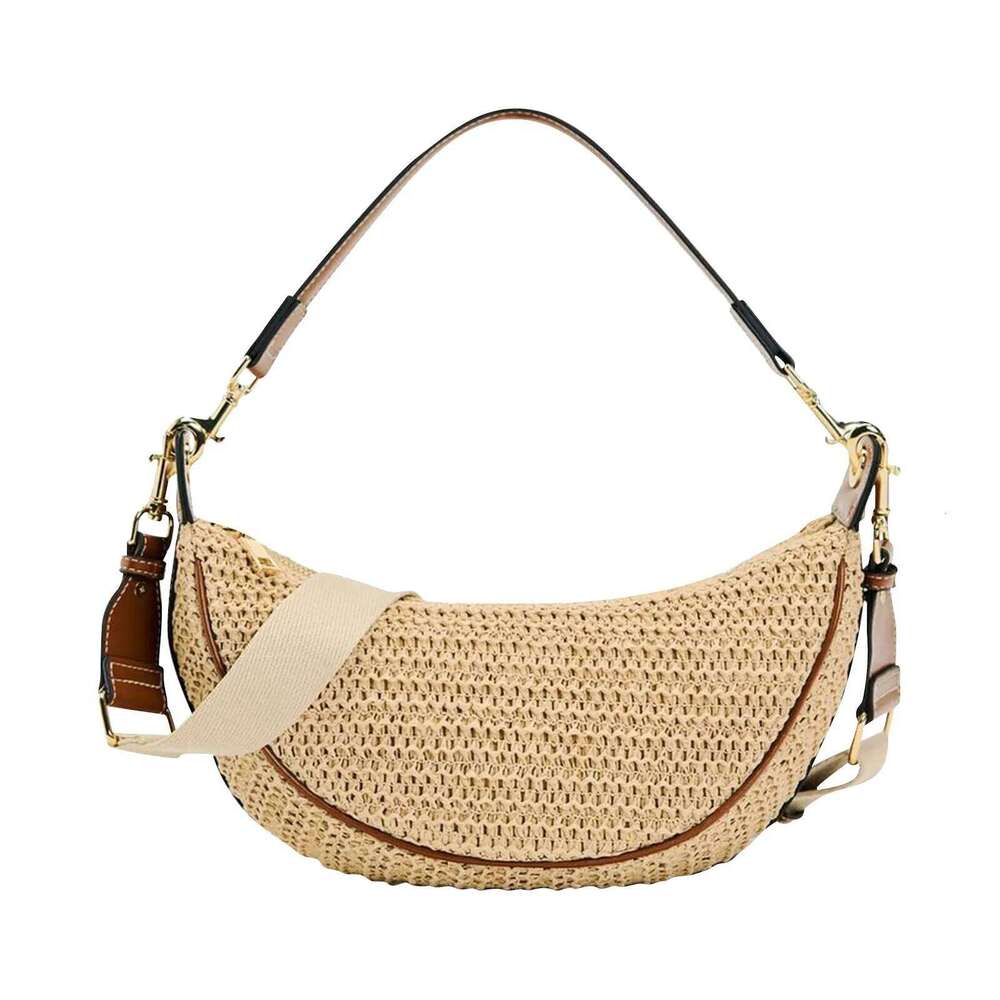 Half Moon Straw Underarm Bags For Women Designer Handbags And Purses New In Fashion Weave Hollow Shoulder Crossbody