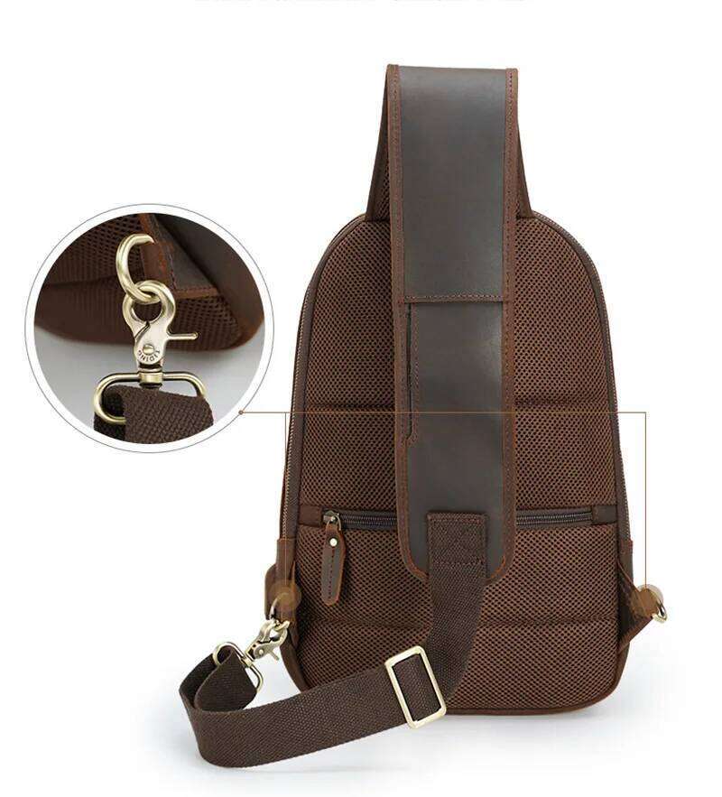 Luufan USB Charging Mans Pack Fit 12" Ipad Genuine Leather Sling Sports Riding Chest Male Shoulder Travel Bag 2025/06/05